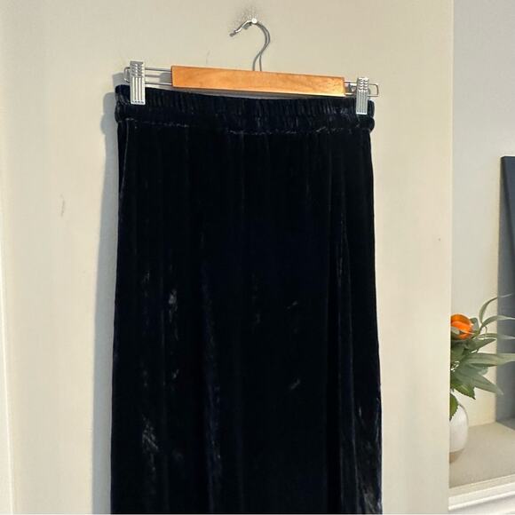 Vintage Bryan Emerson Blue Velvet Silk Blend Maxi Skirt Medium - Picture 8 of 8